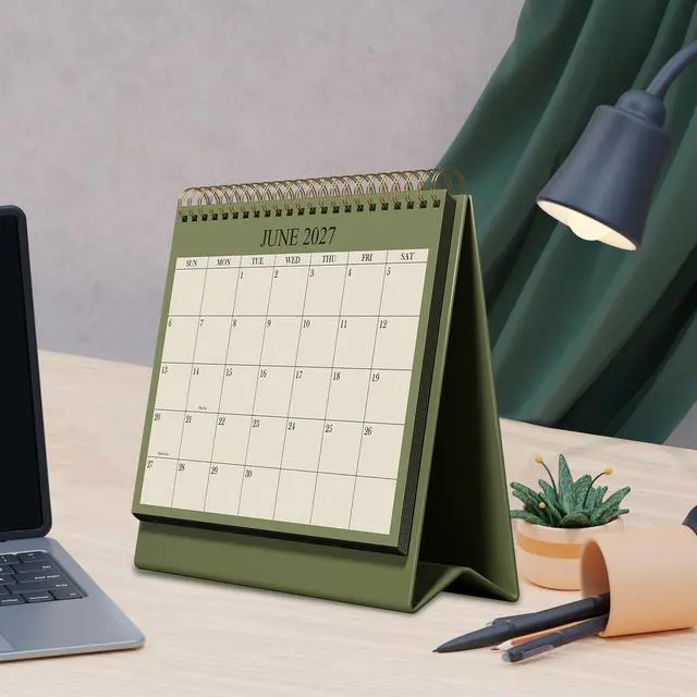 Alt view image 4 of 7 - Desk Calendar 2026-2027 - Runs August 2026 until December 2027 - Beautiful Small Flip Desktop Calendar for Easy Organizing, 6" x 8", Green