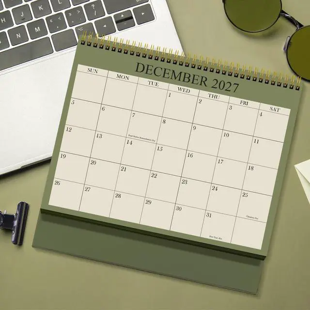 Alt view image 7 of 7 - Desk Calendar 2026-2027 - Runs August 2026 until December 2027 - Beautiful Small Flip Desktop Calendar for Easy Organizing, 6" x 8", Green