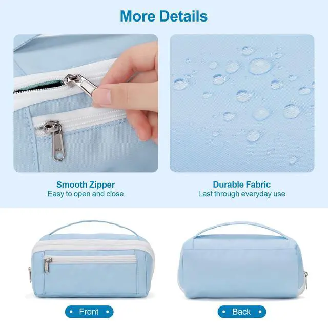Alt view image 6 of 7 - Large Capacity Pencil Case - Pencil Pouch for Teen Girls & Boys, Aesthetic Pouch Organizer with 8 Compartments, Wide Opening Marker Bag for Middle High School College, Fits Calculator, Blue