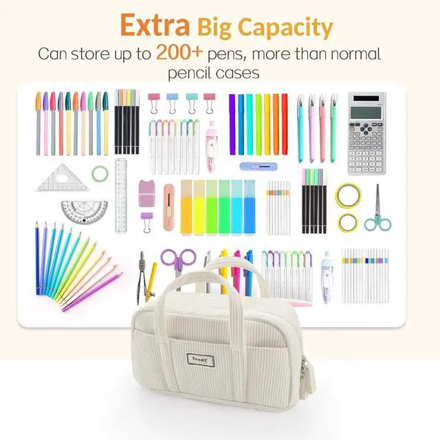 Alt view image 3 of 7 - Large Pencil Case Pouch, Extra Big Pencil Bag with 5 Compartments