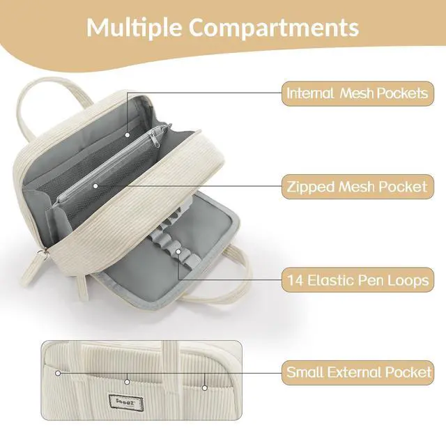 Alt view image 4 of 7 - Large Pencil Case Pouch, Extra Big Pencil Bag with 5 Compartments