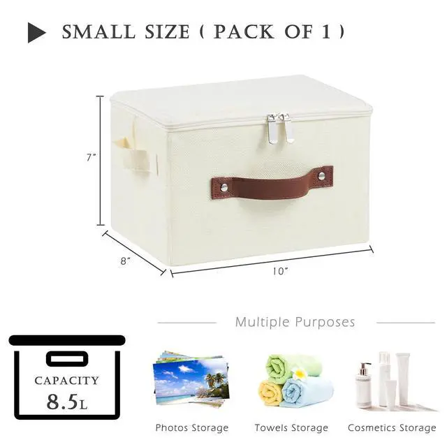Alt view image 3 of 7 - Storage Bins with Zipper Lids Decorative Lidded Baskets Boxes