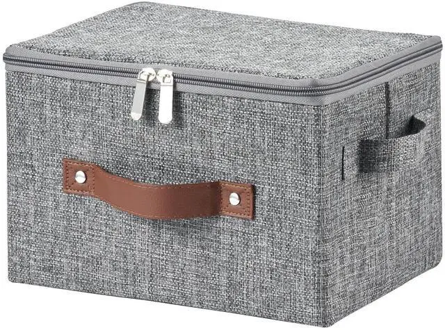 Main image of Storage Bins with Zipper Lids Decorative Lidded Baskets Boxes