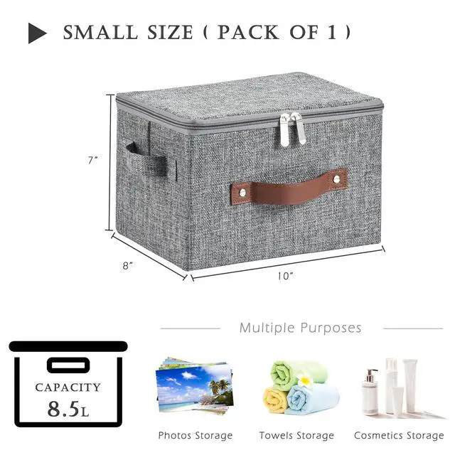 Alt view image 3 of 7 - Storage Bins with Zipper Lids Decorative Lidded Baskets Boxes