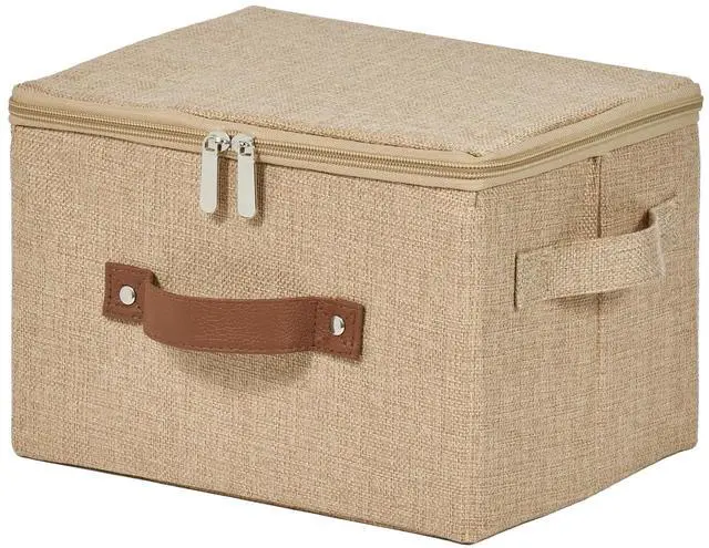 Main image of Storage Bins with Zipper Lids Decorative Lidded Baskets Boxes