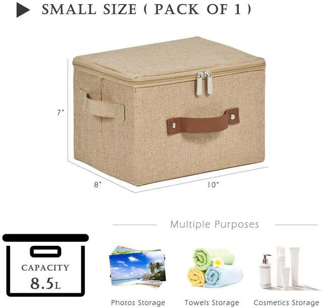 Alt view image 3 of 7 - Storage Bins with Zipper Lids Decorative Lidded Baskets Boxes