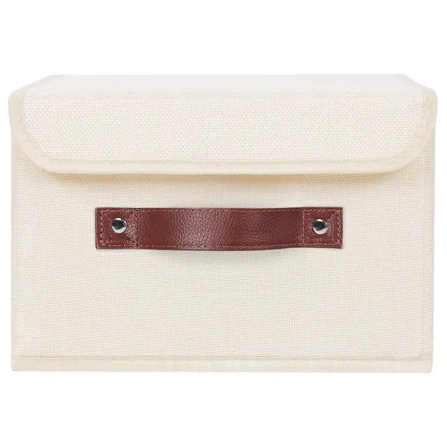 Alt view image 2 of 7 - Fabric Storage Box Bins with Lids, Beige, 10"x8"x7"