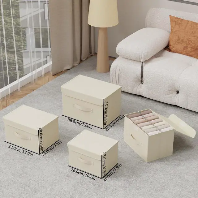 Alt view image 5 of 7 - Cloth Storage Baskets with Handles,Beige 10.2x7.9x6.7in,1 Pack