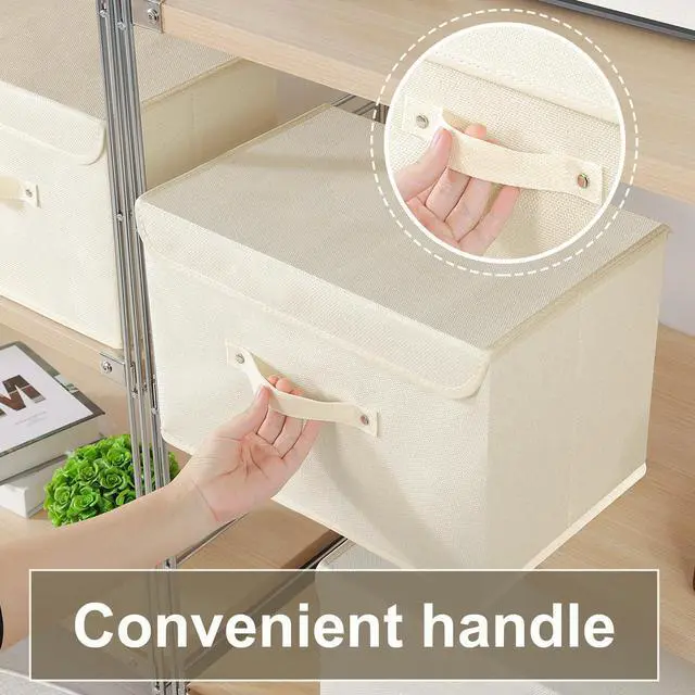 Alt view image 6 of 7 - Cloth Storage Baskets with Handles,Beige 10.2x7.9x6.7in,1 Pack