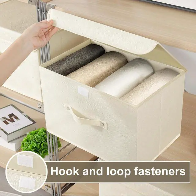 Alt view image 7 of 7 - Cloth Storage Baskets with Handles,Beige 10.2x7.9x6.7in,1 Pack