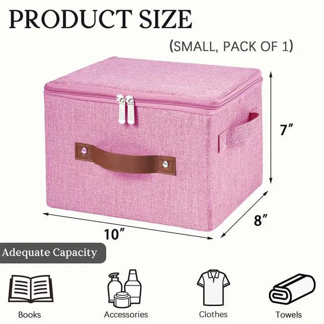 Alt view image 2 of 7 - Storage Bins with Zipper Lid Decorative Lidded Storage Boxes