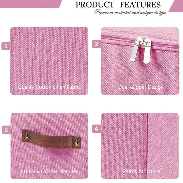 Alt view image 3 of 7 - Storage Bins with Zipper Lid Decorative Lidded Storage Boxes