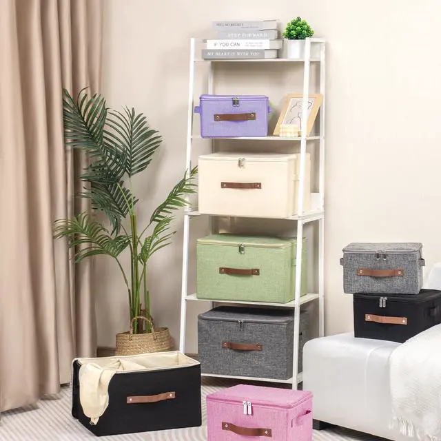 Alt view image 4 of 7 - Storage Bins with Zipper Lid Decorative Lidded Storage Boxes