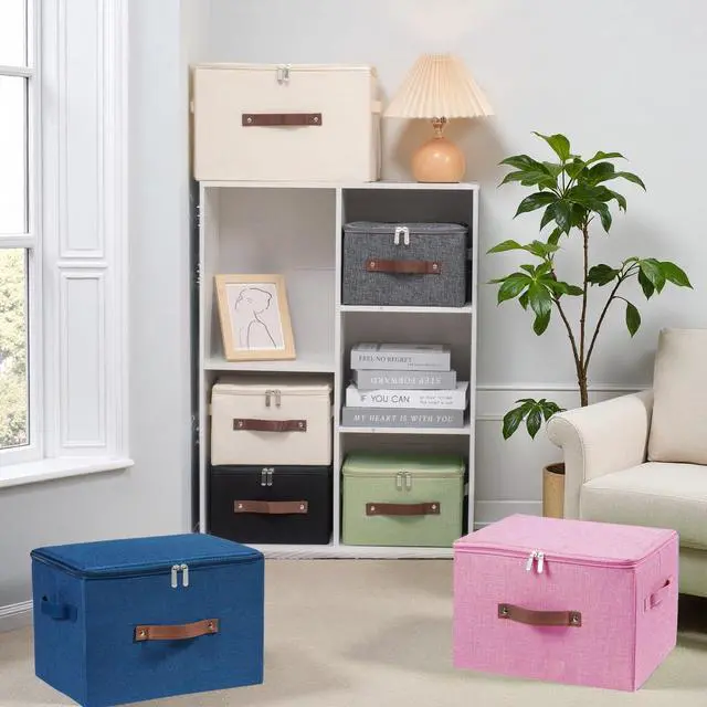Alt view image 6 of 7 - Storage Bins with Zipper Lid Decorative Lidded Storage Boxes