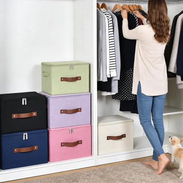 Alt view image 7 of 7 - Storage Bins with Zipper Lid Decorative Lidded Storage Boxes
