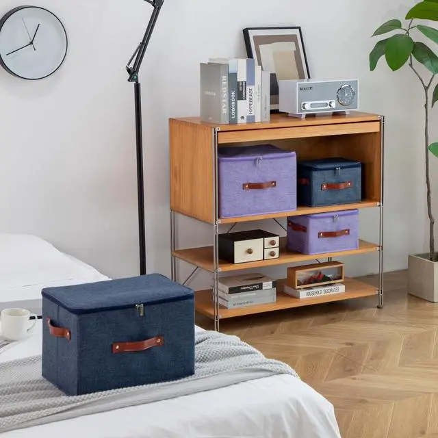 Alt view image 4 of 6 - Storage Bin Box with Zippered Lid Decorative Collapsible Basket