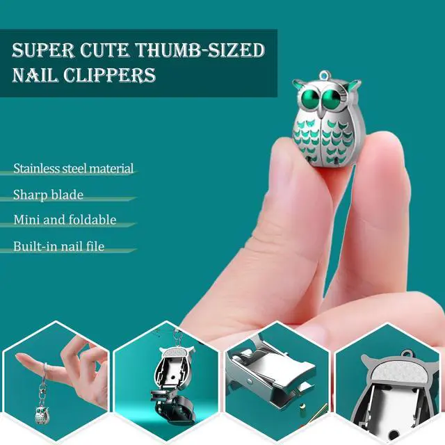Alt view image 2 of 7 - Owl Keychain Nail Clipper,Foldable 2-in-1 Stainless Steel with File(Silver)