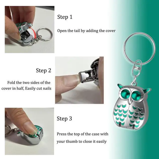 Alt view image 4 of 7 - Owl Keychain Nail Clipper,Foldable 2-in-1 Stainless Steel with File(Silver)