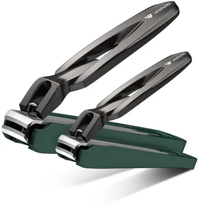 Main image of Nail Clippers for Men with Catcher, 2-Pack Large & Small Anti-Splash Nail Clippers for Fingernails & Toenails, Sharp Stainless Steel Heavy-Duty Self-Collecting Nail Cutter for Men Women