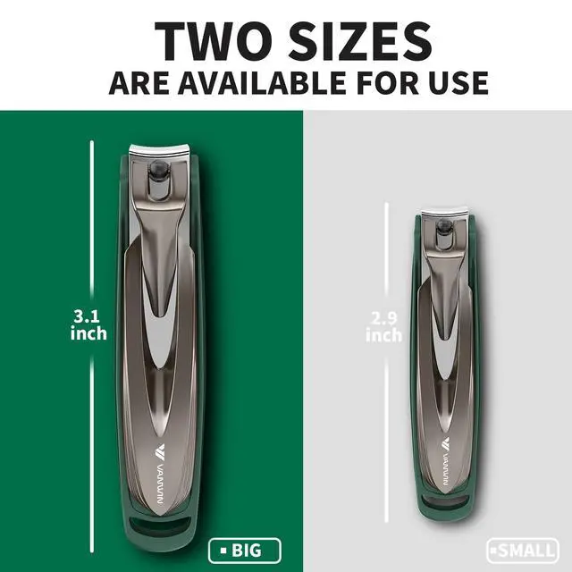Alt view image 2 of 7 - Nail Clippers for Men with Catcher, 2-Pack Large & Small Anti-Splash Nail Clippers for Fingernails & Toenails, Sharp Stainless Steel Heavy-Duty Self-Collecting Nail Cutter for Men Women