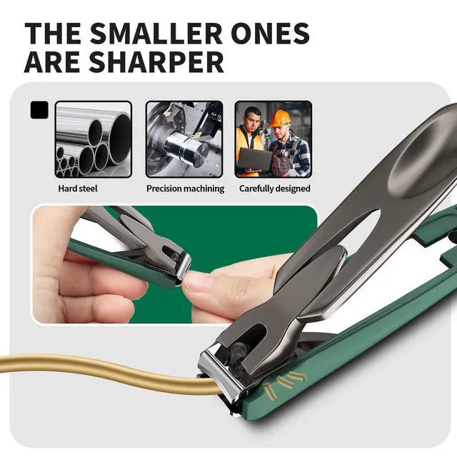 Alt view image 4 of 7 - Nail Clippers for Men with Catcher, 2-Pack Large & Small Anti-Splash Nail Clippers for Fingernails & Toenails, Sharp Stainless Steel Heavy-Duty Self-Collecting Nail Cutter for Men Women