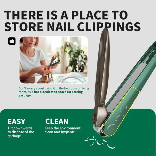 Alt view image 5 of 7 - Nail Clippers for Men with Catcher, 2-Pack Large & Small Anti-Splash Nail Clippers for Fingernails & Toenails, Sharp Stainless Steel Heavy-Duty Self-Collecting Nail Cutter for Men Women