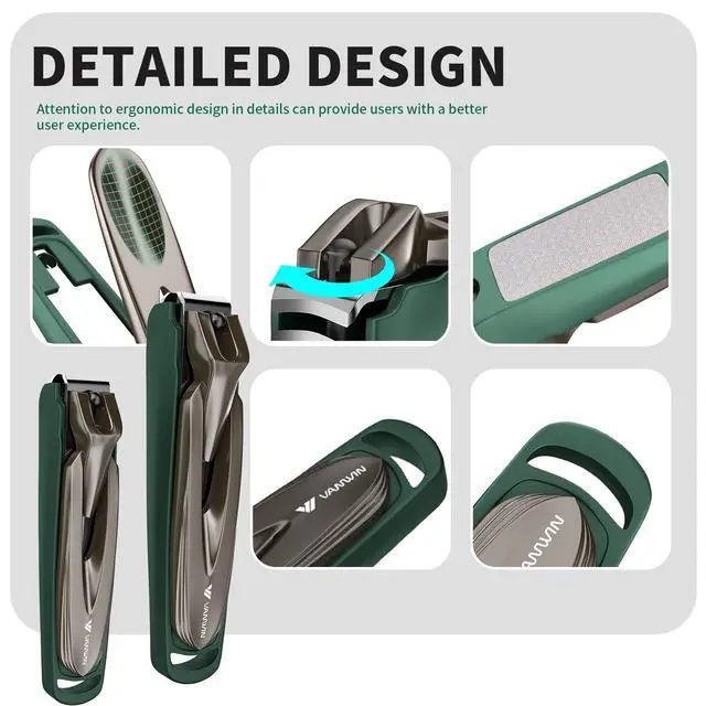 Alt view image 6 of 7 - Nail Clippers for Men with Catcher, 2-Pack Large & Small Anti-Splash Nail Clippers for Fingernails & Toenails, Sharp Stainless Steel Heavy-Duty Self-Collecting Nail Cutter for Men Women