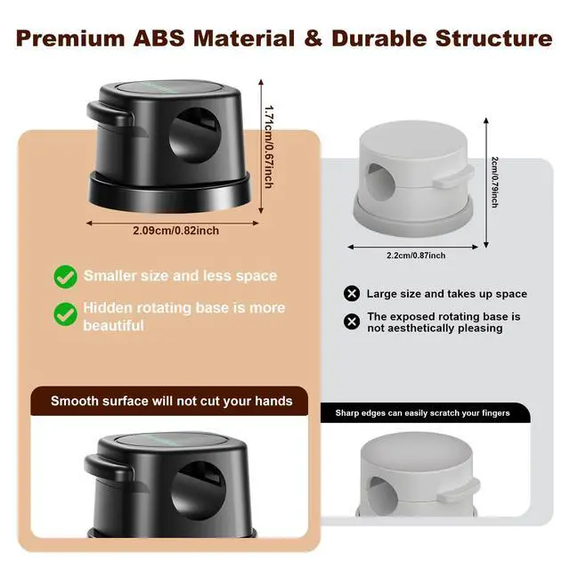 Alt view image 7 of 7 - Magnetic Cable Clips 12 Pack, 360° Rotatable Self-Adhesive Cord Holder with One-Hand Open Lid, Cable Management for Nightstand Desk Car Phone Charger
