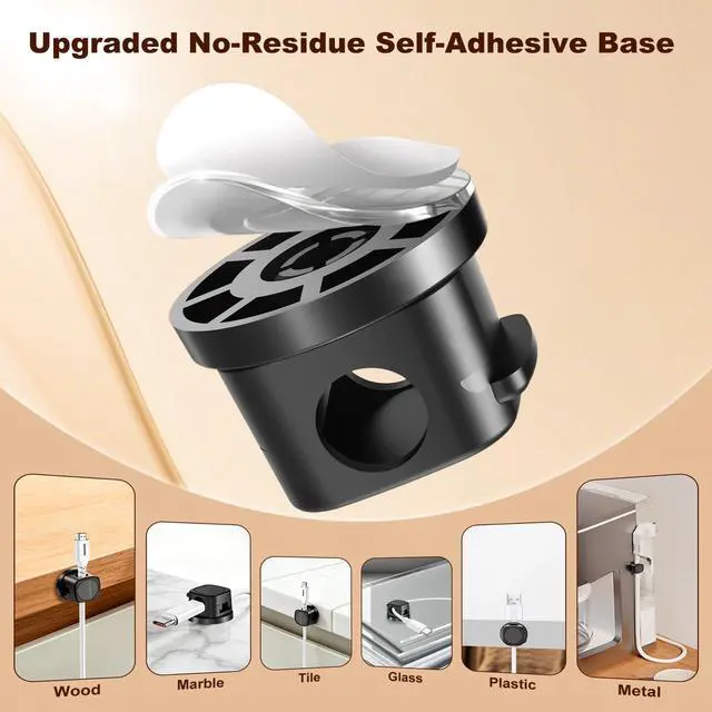 Alt view image 3 of 7 - Magnetic Cable Clips 12 Pack, 360° Rotatable Self-Adhesive Cord Holder with One-Hand Open Lid, Cable Management for Nightstand Desk Car Phone Charger