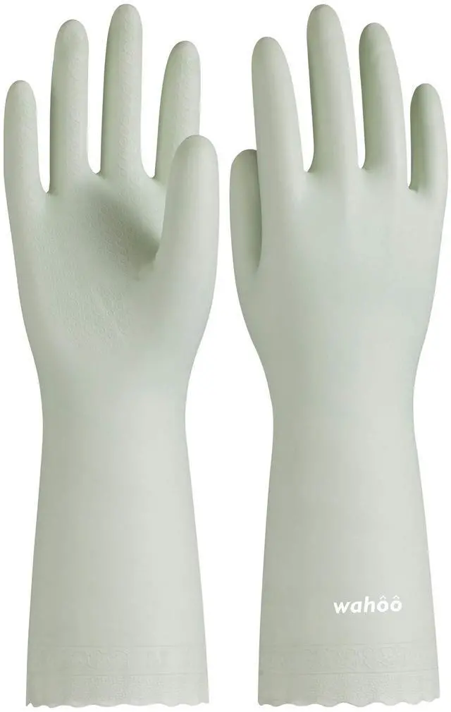 Main image of Cleaning Gloves with Cotton Flocked Liner,Canary Green,Medium