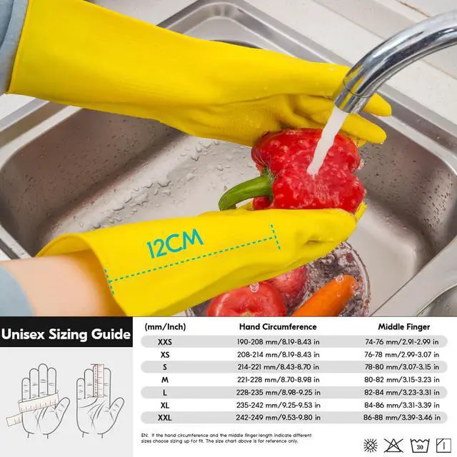 Alt view image 6 of 6 - Latex Reusable Household Gloves,Cleaning Gloves,Long Cuff (HH4601,M)