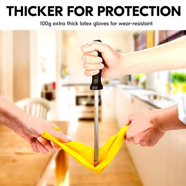 Alt view image 4 of 6 - Latex Reusable Household Gloves,Cleaning Gloves,Long Cuff (HH4601,M)