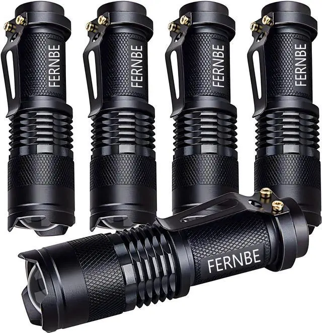 Main image of 5 Pack SK-68 3 Modes Handheld Mini LED Flashlight Torch Lamp 7w 300lm Adjustable Focus Zoomable Waterproof Light, with Belt Clip Flashlight for Gift,Camping