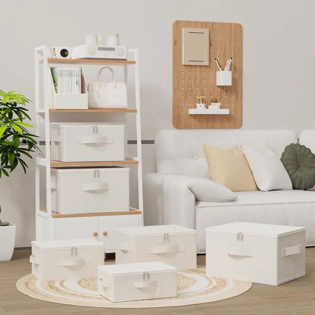 Alt view image 2 of 7 - Underbed Storage Baskets with Lids,14.9x10.2x5.9in,Beige,1 Pack