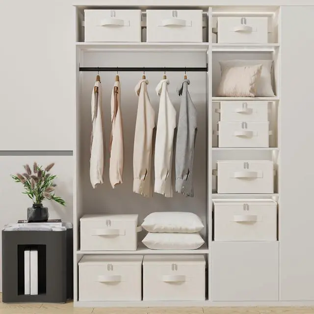 Alt view image 3 of 7 - Underbed Storage Baskets with Lids,14.9x10.2x5.9in,Beige,1 Pack