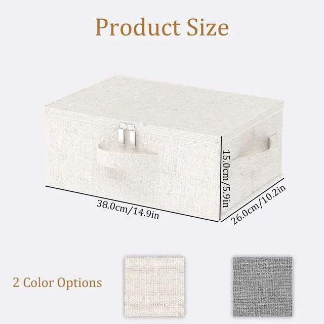 Alt view image 7 of 7 - Underbed Storage Baskets with Lids,14.9x10.2x5.9in,Beige,1 Pack