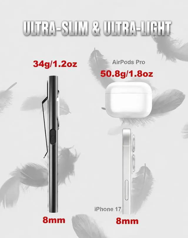 Alt view image 2 of 7 - Pocket EDC Flashlight, 600 Lumens Ultra-Slim 8mm LED Flashlight