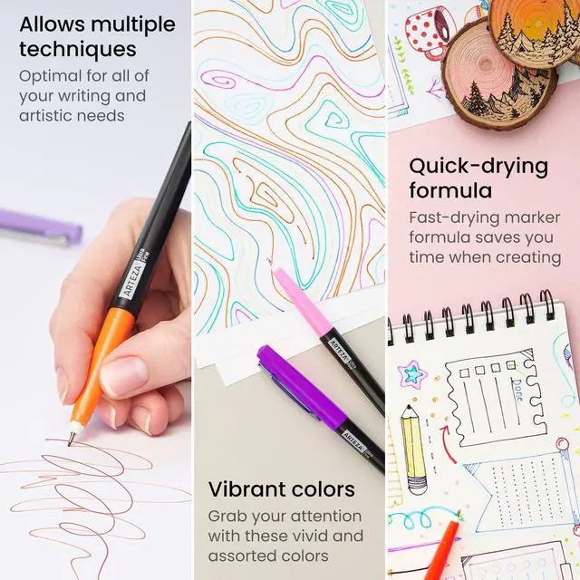 Alt view image 6 of 7 - Permanent Markers, Set of 24, Ultra-Fine Tip, Retro Pop Colors