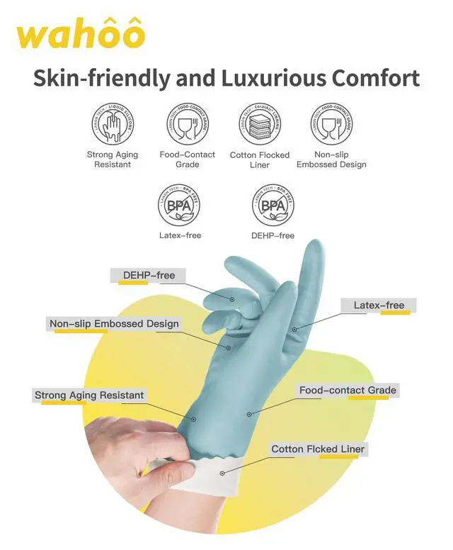 Alt view image 2 of 6 - Cleaning Gloves with Cotton Flocked Liner, Surf Spray, Medium