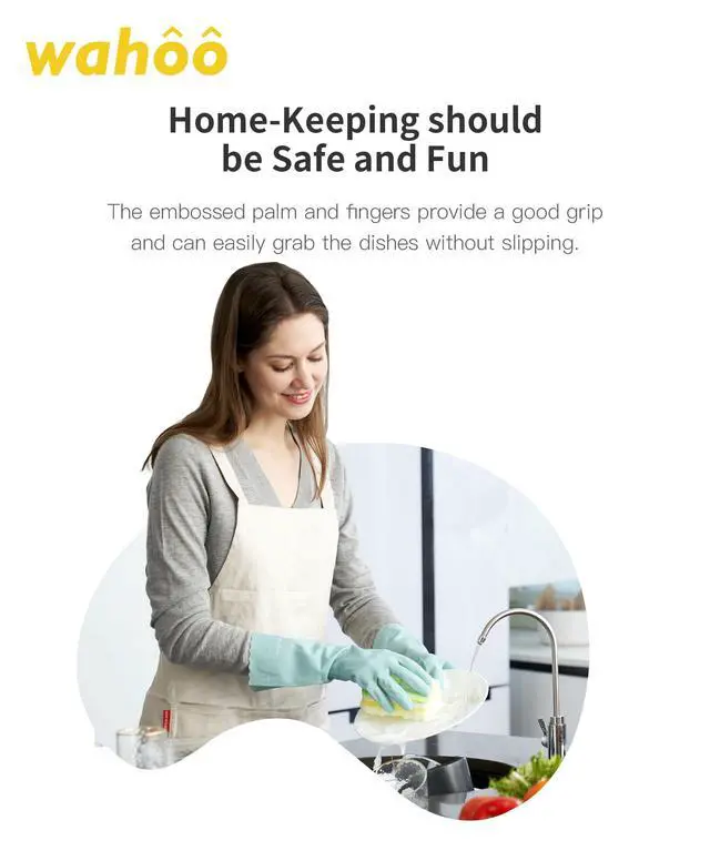 Alt view image 4 of 6 - Cleaning Gloves with Cotton Flocked Liner, Surf Spray, Medium