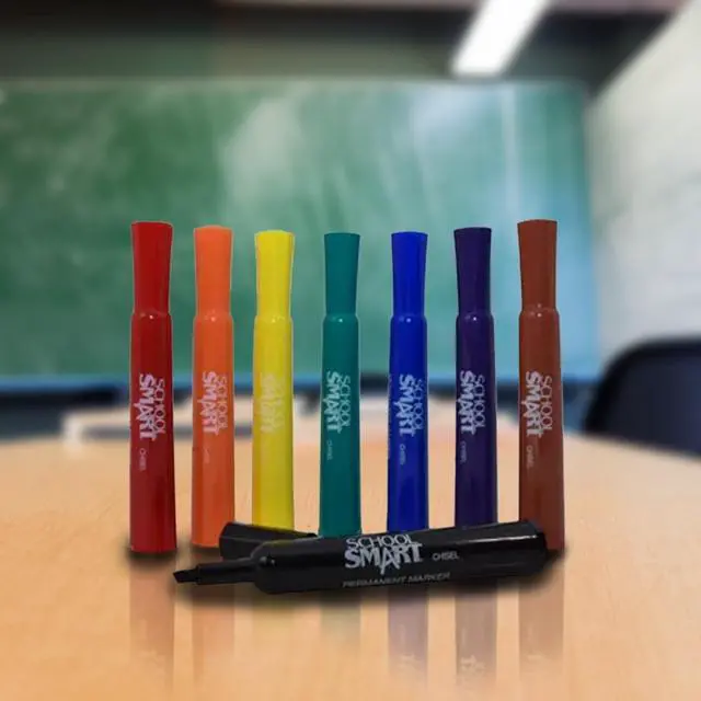 Alt view image 5 of 7 - 1354254 Permanent Marker Set, Broad Chisel Tip, Assorted Colors (Pack of 8), 0.63 H x 5.25 L x 5 W