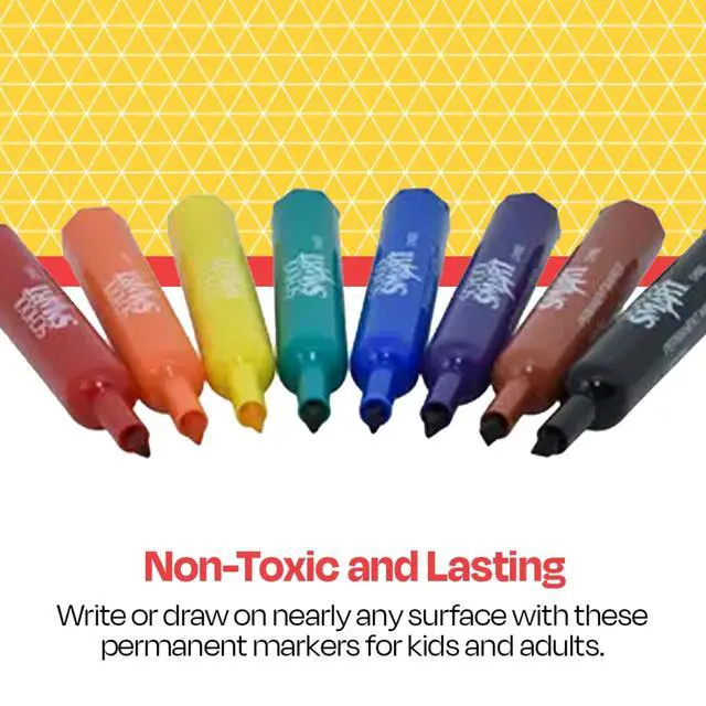Alt view image 6 of 7 - 1354254 Permanent Marker Set, Broad Chisel Tip, Assorted Colors (Pack of 8), 0.63 H x 5.25 L x 5 W