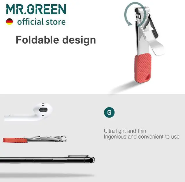Alt view image 3 of 7 - Compact Nail Clippers Foldable Nail Cutters Manicure Tools Portable Fingernail Clipper with Key Chain Nail Scissors (Red)