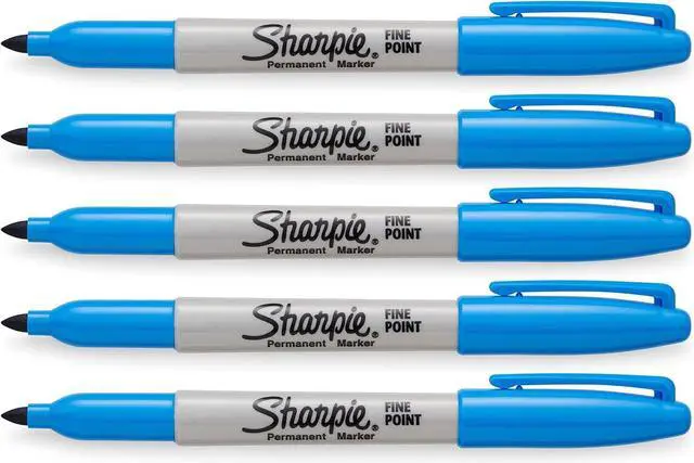 Main image of Blue, Fine Point Tip, Permanent Markers, 5-Count (Brilliant Blue)