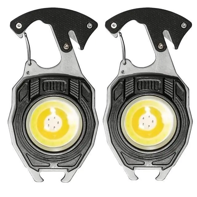 Main image of COB Keychain Work Light Keychain Flashlights 7 Light Modes,Portable Rechargeable Emergency cob Work Light with Folding Bracket Bottle Opener for Fishing,Camping and Walking (2PC*Black)