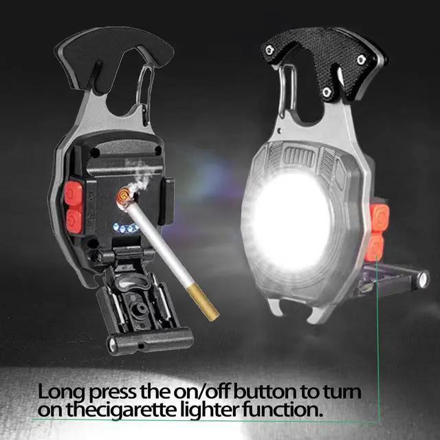 Alt view image 3 of 7 - COB Keychain Work Light Keychain Flashlights 7 Light Modes,Portable Rechargeable Emergency cob Work Light with Folding Bracket Bottle Opener for Fishing,Camping and Walking (2PC*Black)