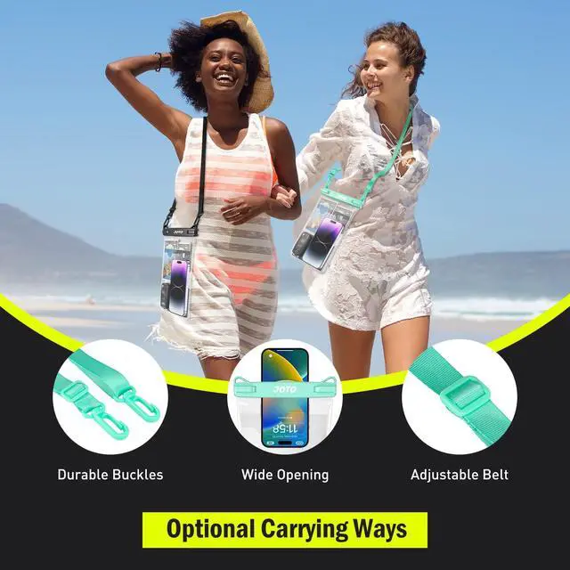 Alt view image 4 of 7 - 2 Pack Large Waterproof Phone Pouch Bag, IPX8 Big Underwater Dry Bag with Lanyard for iPhone 17 Air 16 15 14 Plus Pro Max, Galaxy S24 S23 Ultra, Airpods Cash Credit Card Essentials -Black & Green