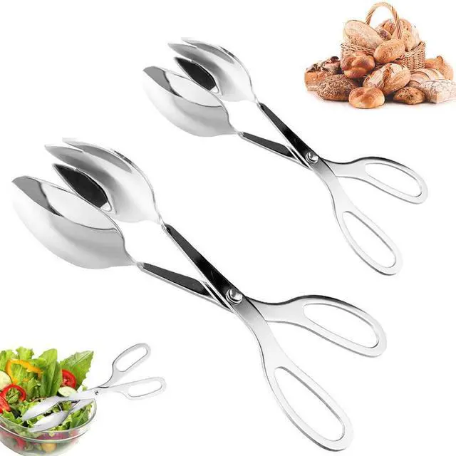 Main image of 2 PACK Buffet Tongs,Stainless Steel Salad Tongs,Serving Tongs for Home Kitchen,Cake,Bread,Catering,Party,Barbecue,Seafood,Frying(10Inch and 8Inch)