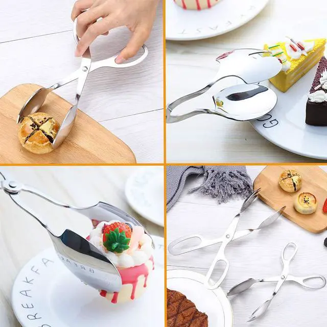 Alt view image 3 of 7 - 2 PACK Buffet Tongs,Stainless Steel Salad Tongs,Serving Tongs for Home Kitchen,Cake,Bread,Catering,Party,Barbecue,Seafood,Frying(10Inch and 8Inch)