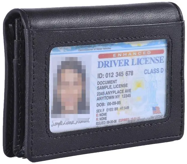 Alt view image 2 of 6 - RFID Genuine Leather Bifold ID/Business Credit Card Case Holder for Men Slim Front Pocket Wallet Button(Black)